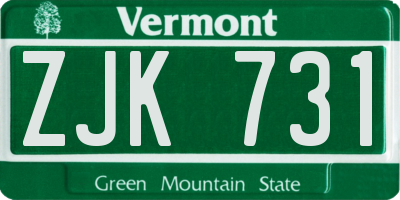 VT license plate ZJK731