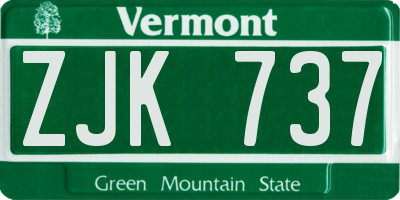 VT license plate ZJK737