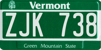 VT license plate ZJK738