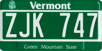 VT license plate ZJK747