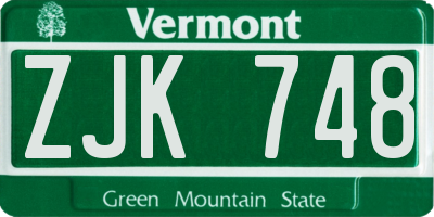VT license plate ZJK748