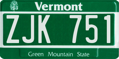 VT license plate ZJK751
