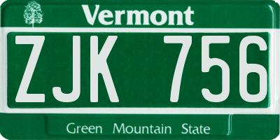 VT license plate ZJK756