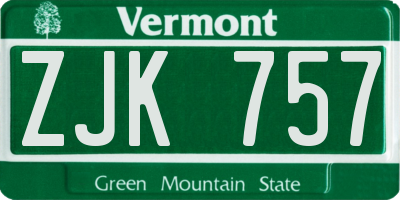 VT license plate ZJK757