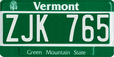 VT license plate ZJK765