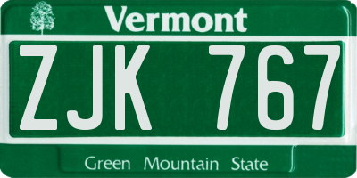 VT license plate ZJK767