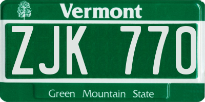 VT license plate ZJK770