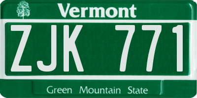 VT license plate ZJK771