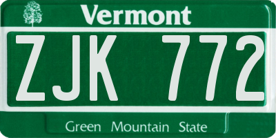 VT license plate ZJK772