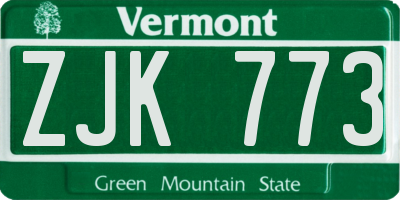 VT license plate ZJK773