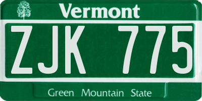 VT license plate ZJK775