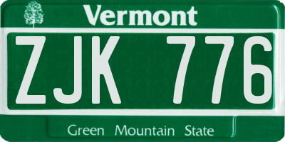 VT license plate ZJK776