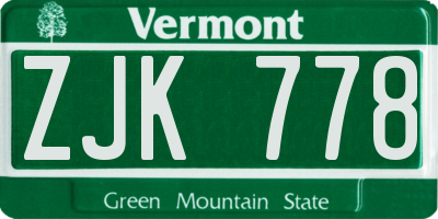 VT license plate ZJK778