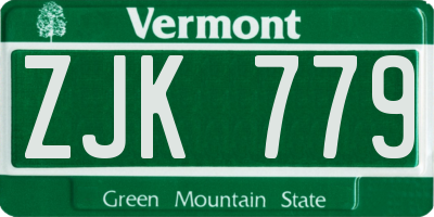 VT license plate ZJK779