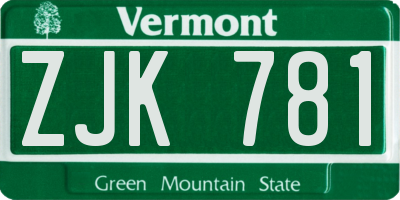 VT license plate ZJK781