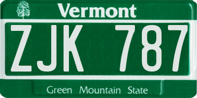 VT license plate ZJK787