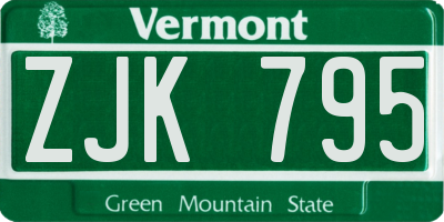 VT license plate ZJK795