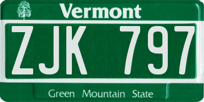 VT license plate ZJK797