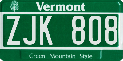 VT license plate ZJK808
