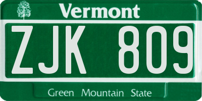 VT license plate ZJK809