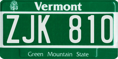 VT license plate ZJK810