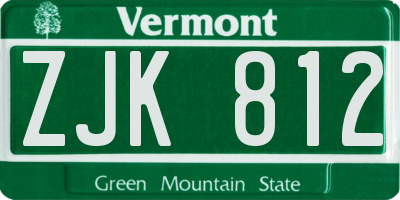 VT license plate ZJK812