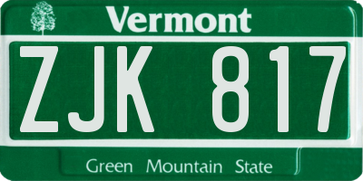 VT license plate ZJK817