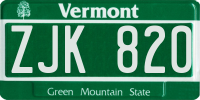 VT license plate ZJK820