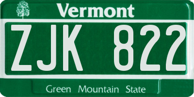 VT license plate ZJK822