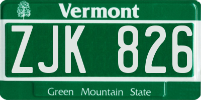 VT license plate ZJK826