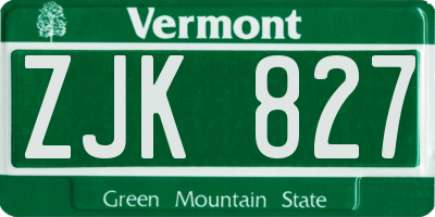 VT license plate ZJK827
