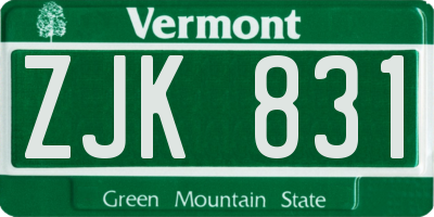 VT license plate ZJK831