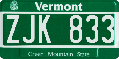 VT license plate ZJK833