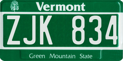 VT license plate ZJK834