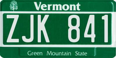 VT license plate ZJK841