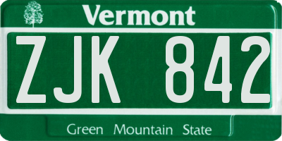 VT license plate ZJK842