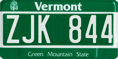 VT license plate ZJK844