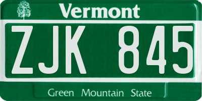 VT license plate ZJK845