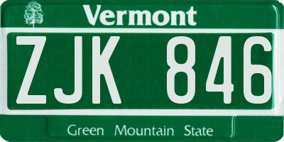 VT license plate ZJK846