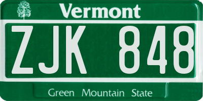 VT license plate ZJK848