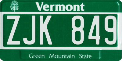 VT license plate ZJK849