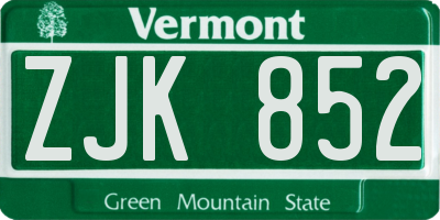 VT license plate ZJK852