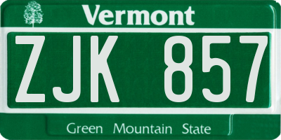 VT license plate ZJK857