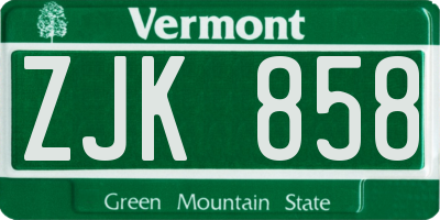 VT license plate ZJK858