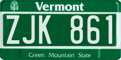 VT license plate ZJK861
