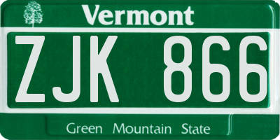 VT license plate ZJK866