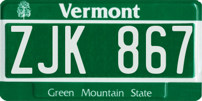 VT license plate ZJK867