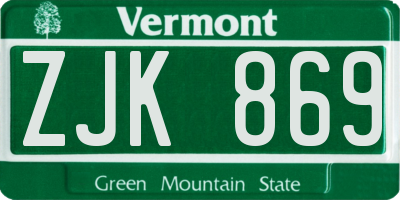 VT license plate ZJK869