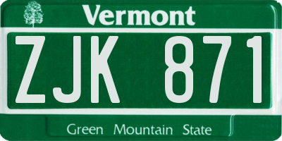 VT license plate ZJK871