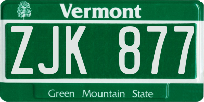 VT license plate ZJK877